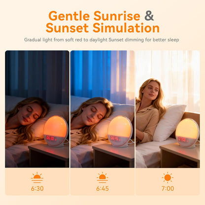 Sunrise Alarm Clock with App Control & White Noise for Heavy Sleeper