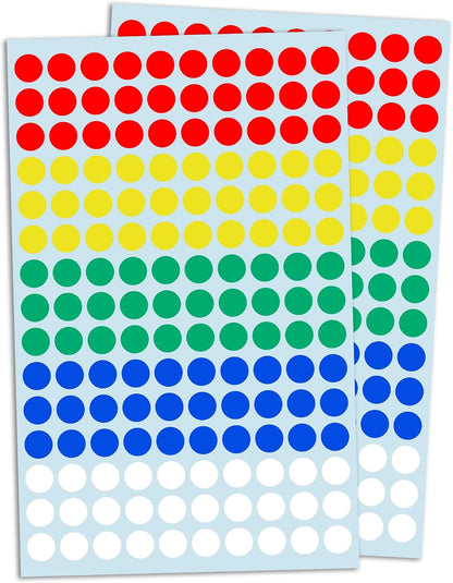 3000 Pieces, Small Colored Dot Round Stickers Labels - 10 Colors, 0.375"