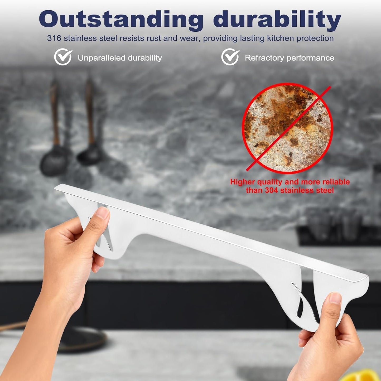 Stainless Steel Stove Gap Cover (2 Pack, Black), Stove Gap Filler for Kitchen, Range Trim Kit, Heat Resistant with Easy Clean, Adjustable Length 13.8” to 27.5”