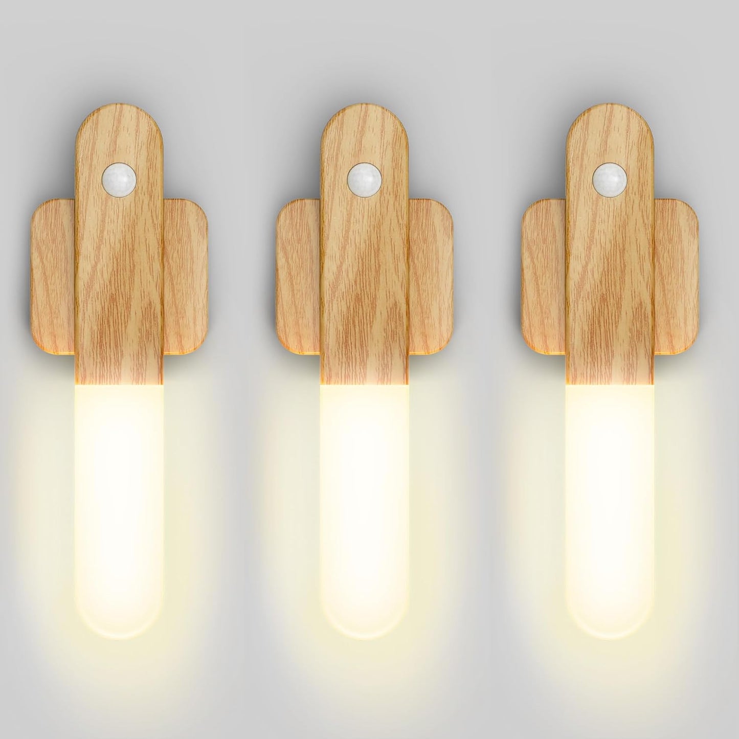 iThird Motion Sensor Light Indoor, 2200mAh Rechargeable Wall Sconce | Battery operated wall lights magnetic night lights wooden wall decor for stairways, hallways, bedrooms and picture lighting
