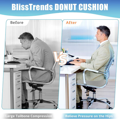 BlissTrends Donut Pillow Seat Cushion, Memory Foam Lifting Cushions(Black)