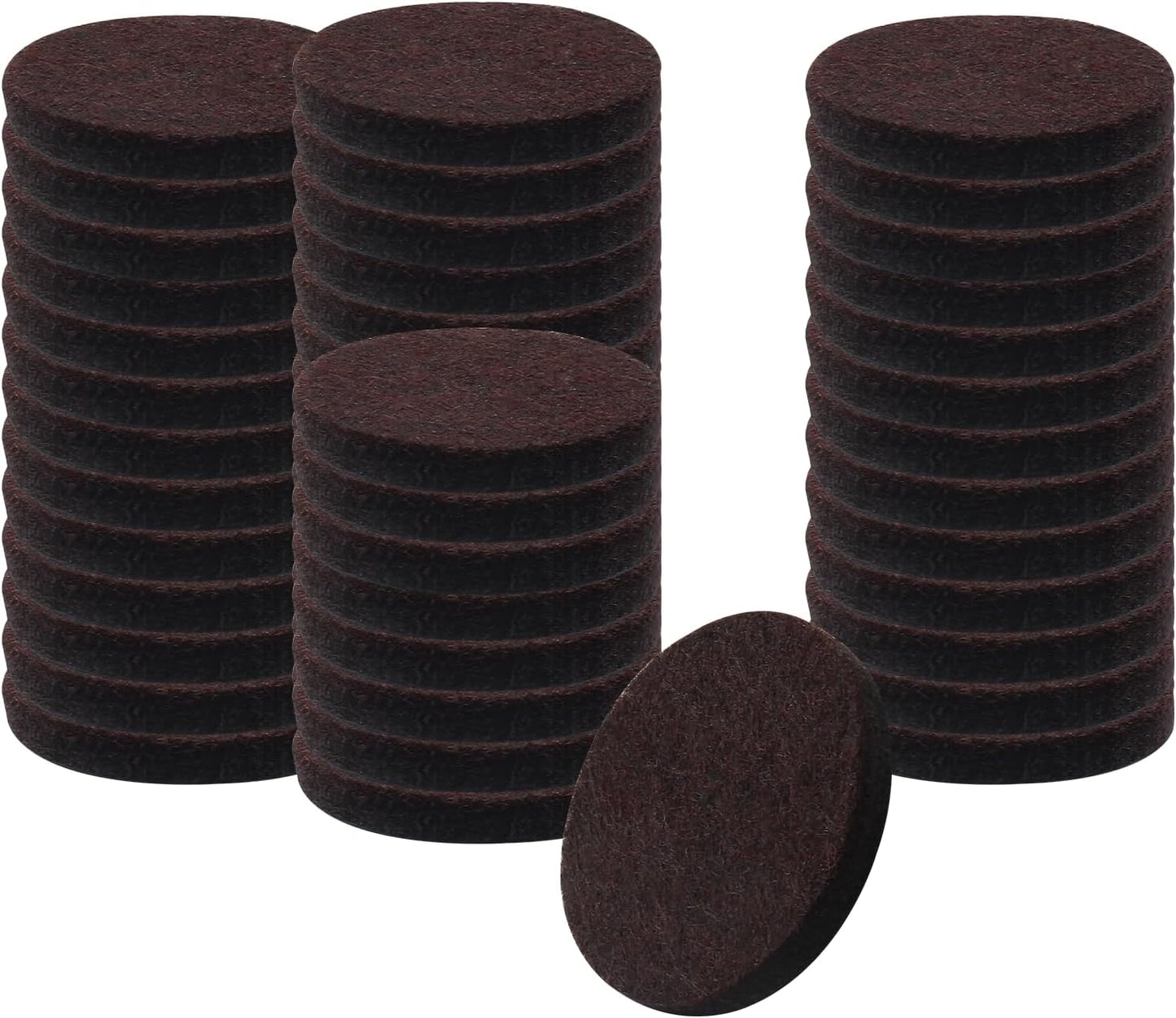 48 Pcs 1-1/2"/38mm Felt Furniture Pads Brown Round | Self Adhesive, 5mm Thick, Anti Scratch Floor Protectors, For Furniture Feet Chair Legs