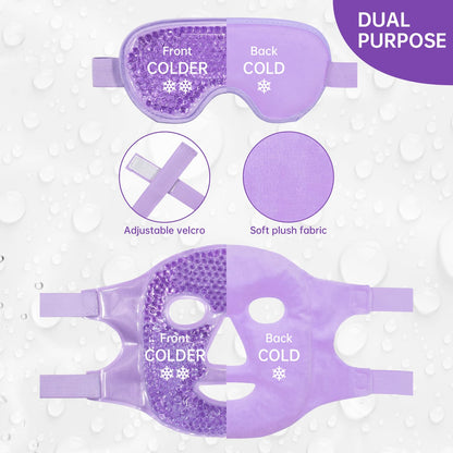 ZNÖCUETÖD Cold Face Eye Mask Ice Pack Reduce Facial Puff, Dark Circles, Hot Cold Compress Pack, Face SPA Gift for Woman Sleeping, Pressure, Headaches, Skin Care, Post Laser Cosmetic Care, Reversible