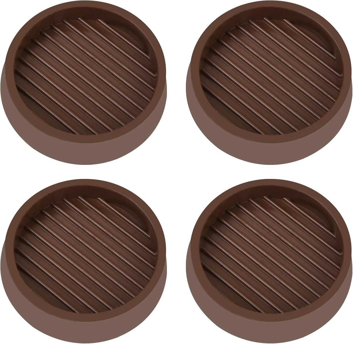 2X2 Round Rubber Caster Cups, Non Slip Furniture Pads - 4 Pack | Anti-Slip Gripper, Anti Skid Furniture Feet, Anti Slide Floor Protector for Bed Couch Table Chair Stoppers, Black
