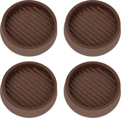 2X2 Round Rubber Caster Cups, Non Slip Furniture Pads - 4 Pack | Anti-Slip Gripper, Anti Skid Furniture Feet, Anti Slide Floor Protector for Bed Couch Table Chair Stoppers, Black