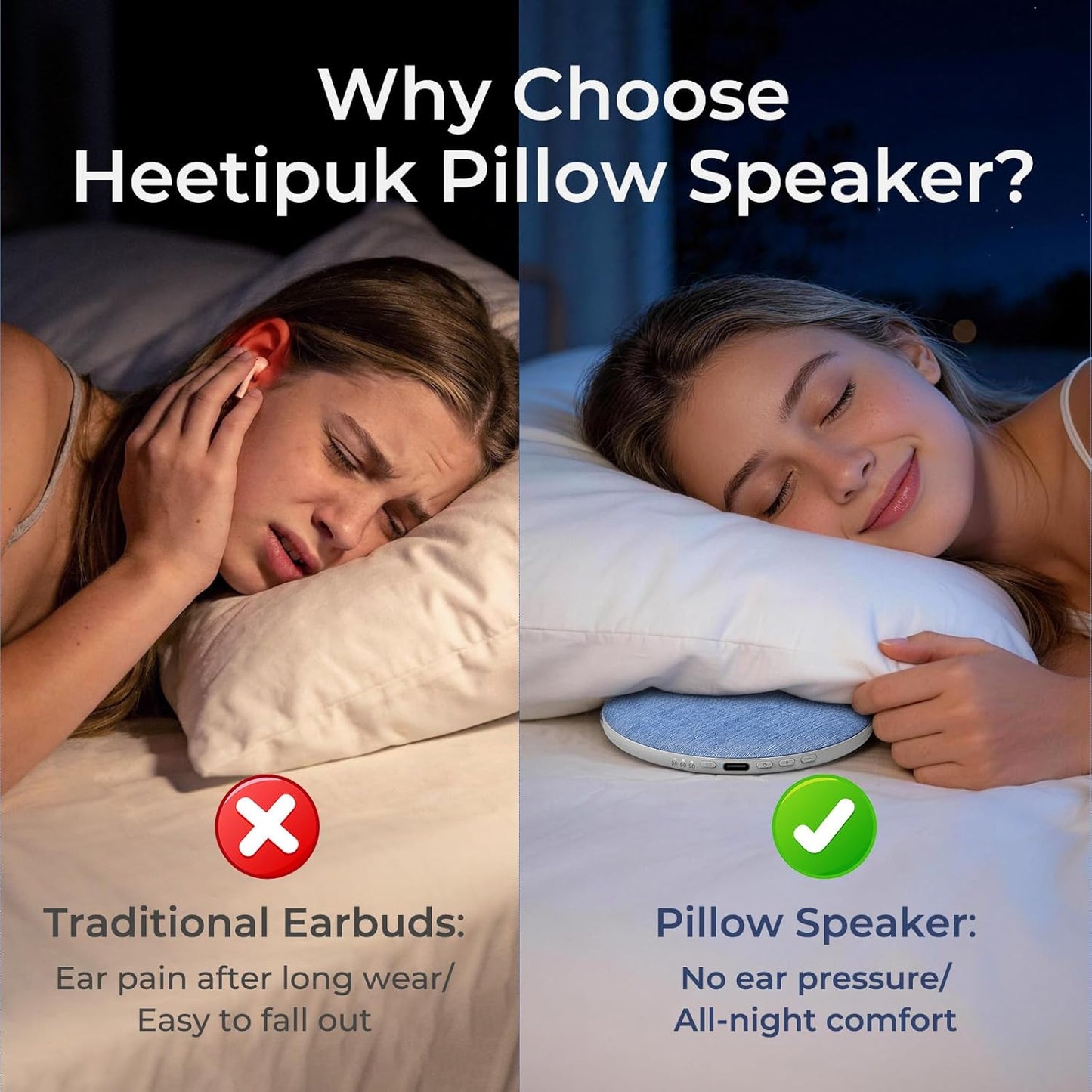 2026 Pillow Speaker,Bluetooth Pillow Speakers for Sleeping, | Ultra-ThiUnder Pillow Speakers with White Noise Timer,Flat Under Pillow Speaker for Side Sleeper,Wireless Sleep Aid for Adult