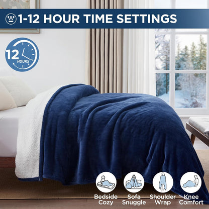 Westinghouse Heated Throw Blanket, 50"x60", Charcoal, ETL Certified