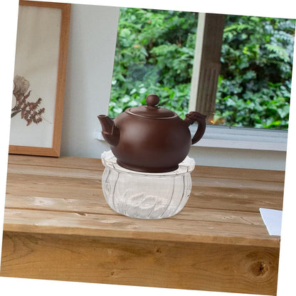 ABOOFAN Glass Teapot Warmer Tealight Holder Elegant Base for Teapots and Kettles Versatile Glass Design for Tea and Soups High-Temperature Material