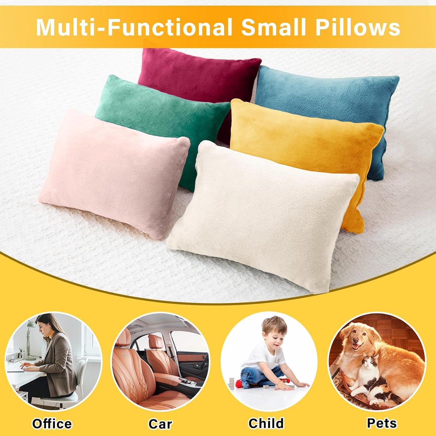 1 MIDDLE ONE 2 Pack Small Pillow, Memory Foam Mini Pillow 11 X 7 Inches for Travel, Sleeping, Nap and Neck, Knee, Lumbar Support, Tiny Cushion for Pet, Dogs (Grey)