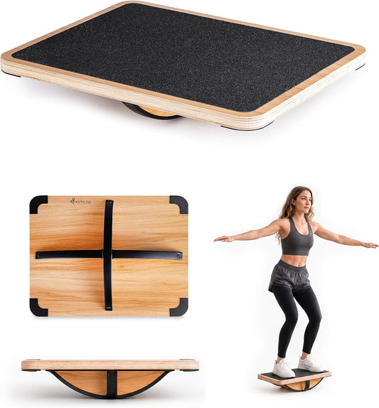 StrongTek Wooden Balance Board, Basic Rocker or Advanced 360° Wobble