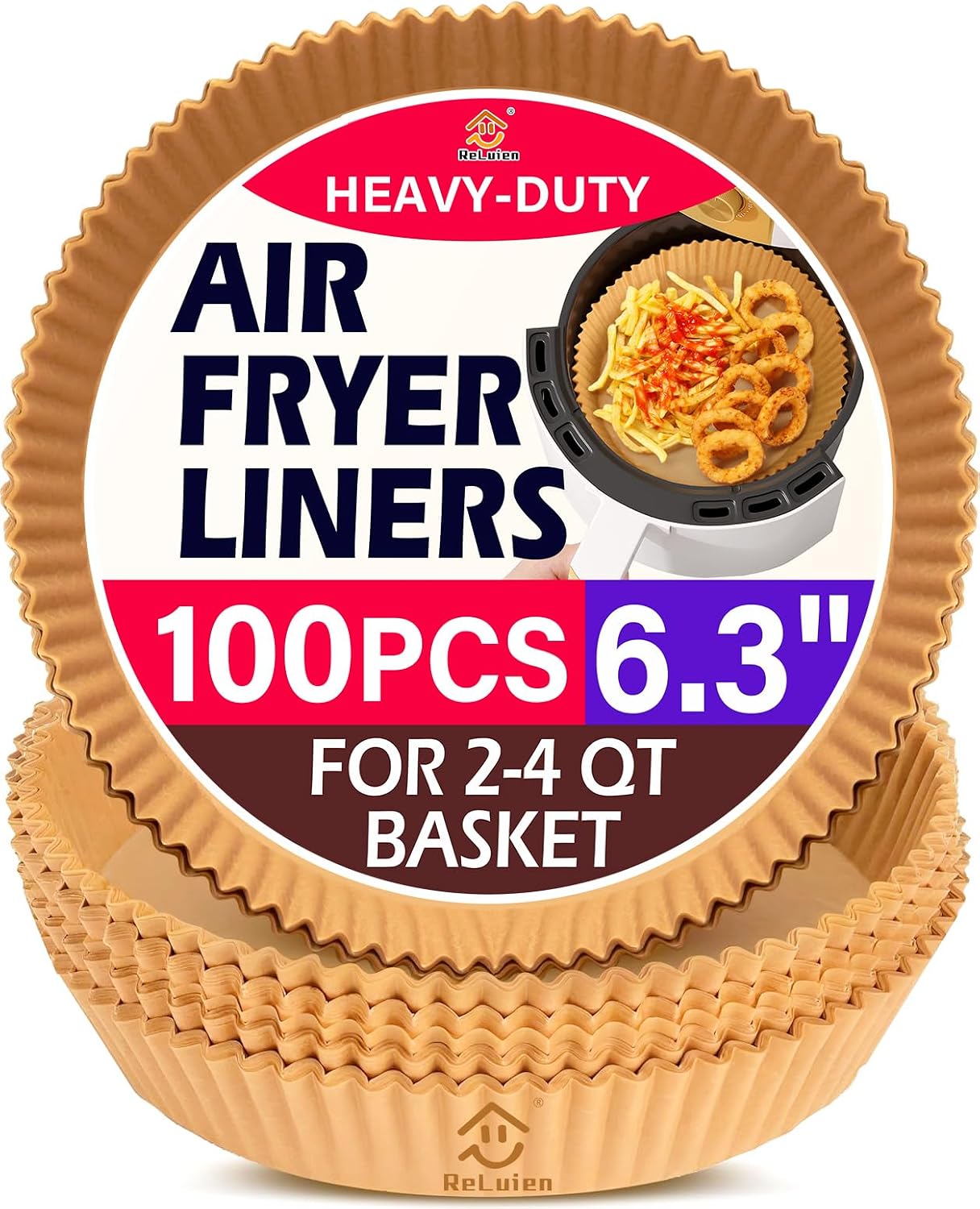 Air Fryer Liners, 8" Parchment Paper for 5-8 QT | Food-Grade Air Fryer Liners Disposable, Oil-Proof, Greaseproof for Baking, Roasting, Microwave Airfryer Baskets Accessories