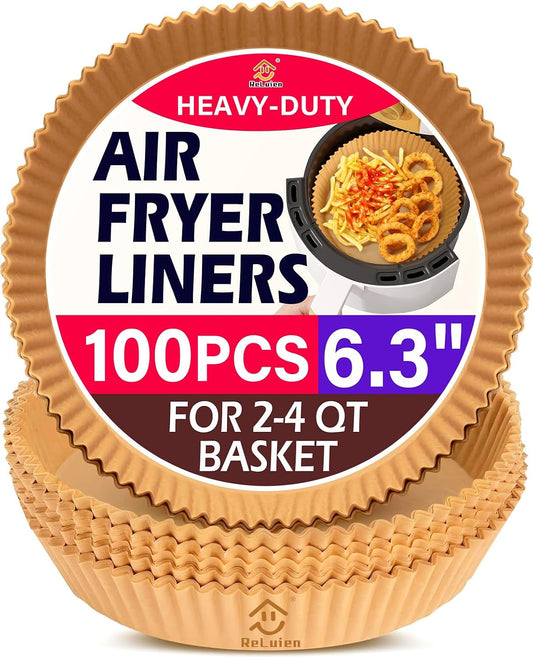 Air Fryer Liners, 8" Parchment Paper for 5-8 QT | Food-Grade Air Fryer Liners Disposable, Oil-Proof, Greaseproof for Baking, Roasting, Microwave Airfryer Baskets Accessories