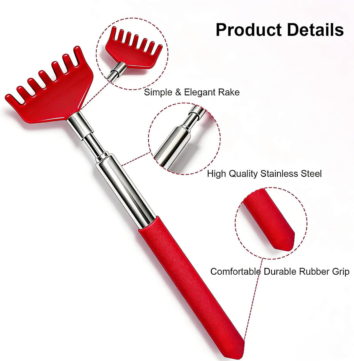 2 Pack Back scratchers Set,Stainless Steel Back Scratcher Extendable