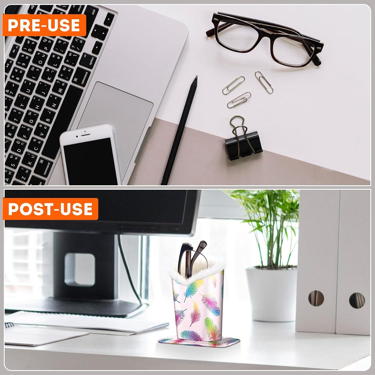 Plush Lined Eyeglasses Holder, PU Leather Glasses Stand Case