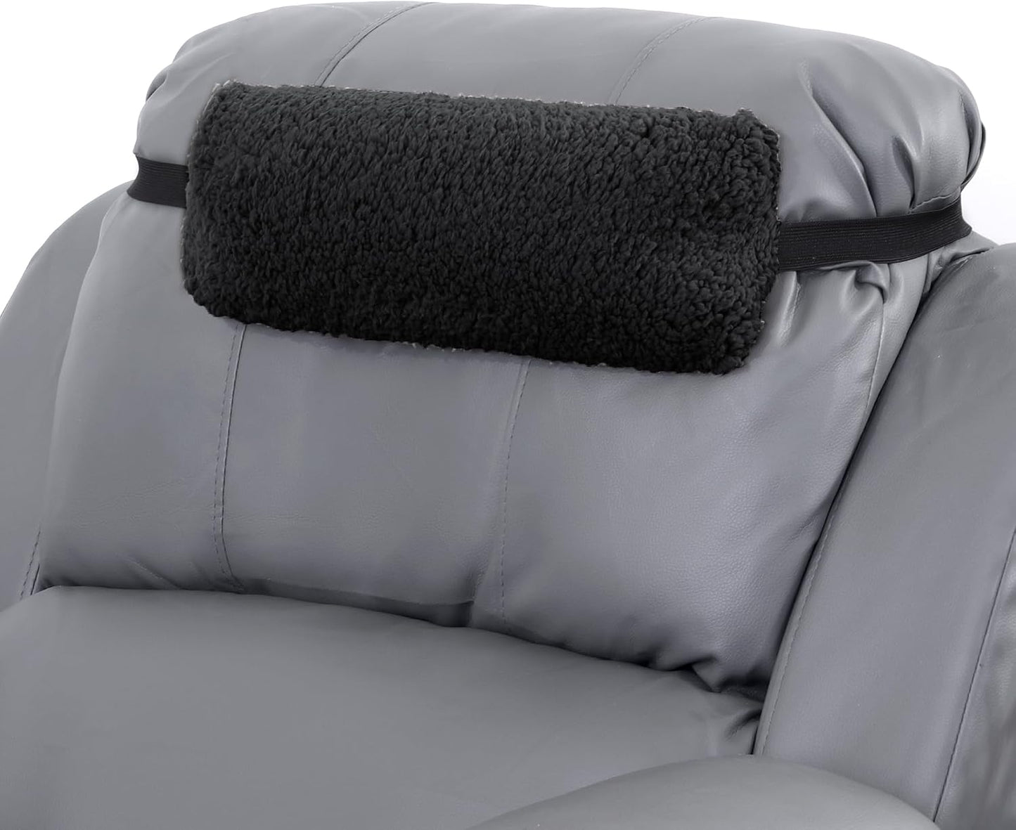 HOMBYS Sherpa Fleece Lumbar Support Pillow with Headrest for Recliner,Memory Foam Recliner Chair Cushion for Back Pain,Big High Back Support for Recliner with Chair Headrest for Elderly (Khaki)