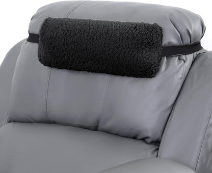 HOMBYS Sherpa Fleece Lumbar Support Pillow with Headrest for Recliner,Memory Foam Recliner Chair Cushion for Back Pain,Big High Back Support for Recliner with Chair Headrest for Elderly (Khaki)