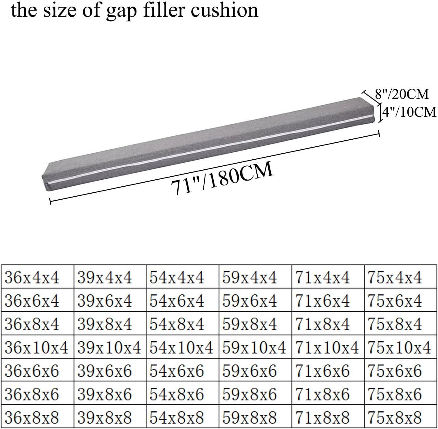 SAMTY Bed Gap Filler for headboard Space Gap Filler Bolster Stopper 54x6x4 | Full Bed, Closes Gaps Between Headboard And Mattress With Supportive Foam And Removable Washable Linen Cover