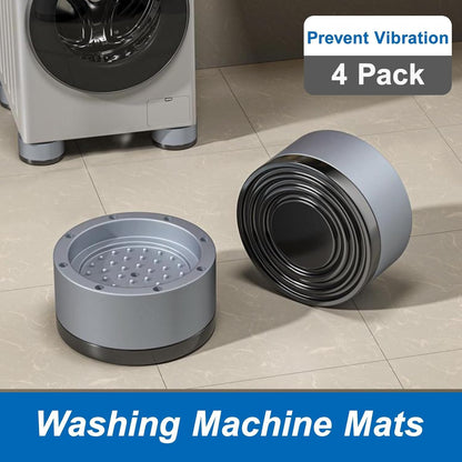 4PCS Universal Anti-Vibration Pads for Washing Machine, Dryer, Dishwasher - Non-Slip Rubber Feet Pads, Shock Absorber, Anti-Walk Mat, Noise Reduction, Stabilizer Gray Resin Fiber & TPU Rubber