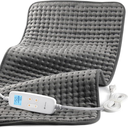 CooCoCo FSA Eligible 17 x 33 in Large Heating Pad, Foot Warmer, Black | HSA Approved, Back Heat Pad, Machine Washable, 10 ft Cord, 6 Heat Settings, Auto-Off