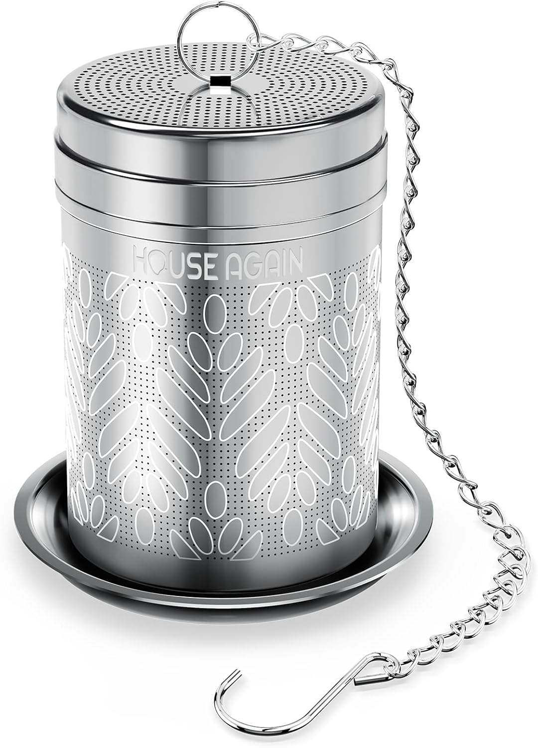 House Again 2 Pack Tea Infusers, Extra Fine Mesh Tea Strainers for Loose Tea, Updated Slim Threaded Lid & 304 Stainless Steel, Loose Leaf Tea Steeper for Brew Tea Spices & Seasonings