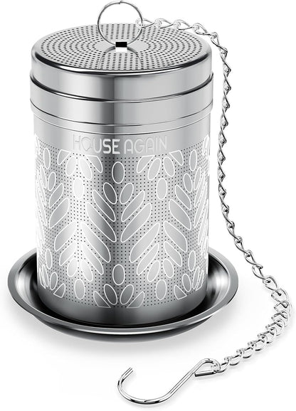 House Again 2 Pack Tea Infusers, Extra Fine Mesh Tea Strainers for Loose Tea, Updated Slim Threaded Lid & 304 Stainless Steel, Loose Leaf Tea Steeper for Brew Tea Spices & Seasonings