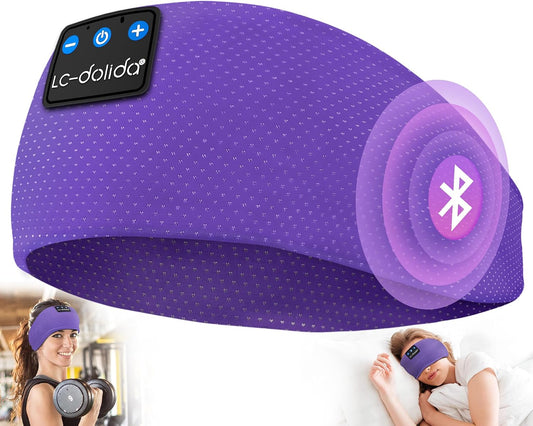 LC-dolida Sleep Headphones Bluetooth 5.4, Headband Earphones Wireless, Sleep Mask for Sleeping, Sports, Gifts, Workout, Jogging, Yoga,Insomnia, Air Travel, Meditation
