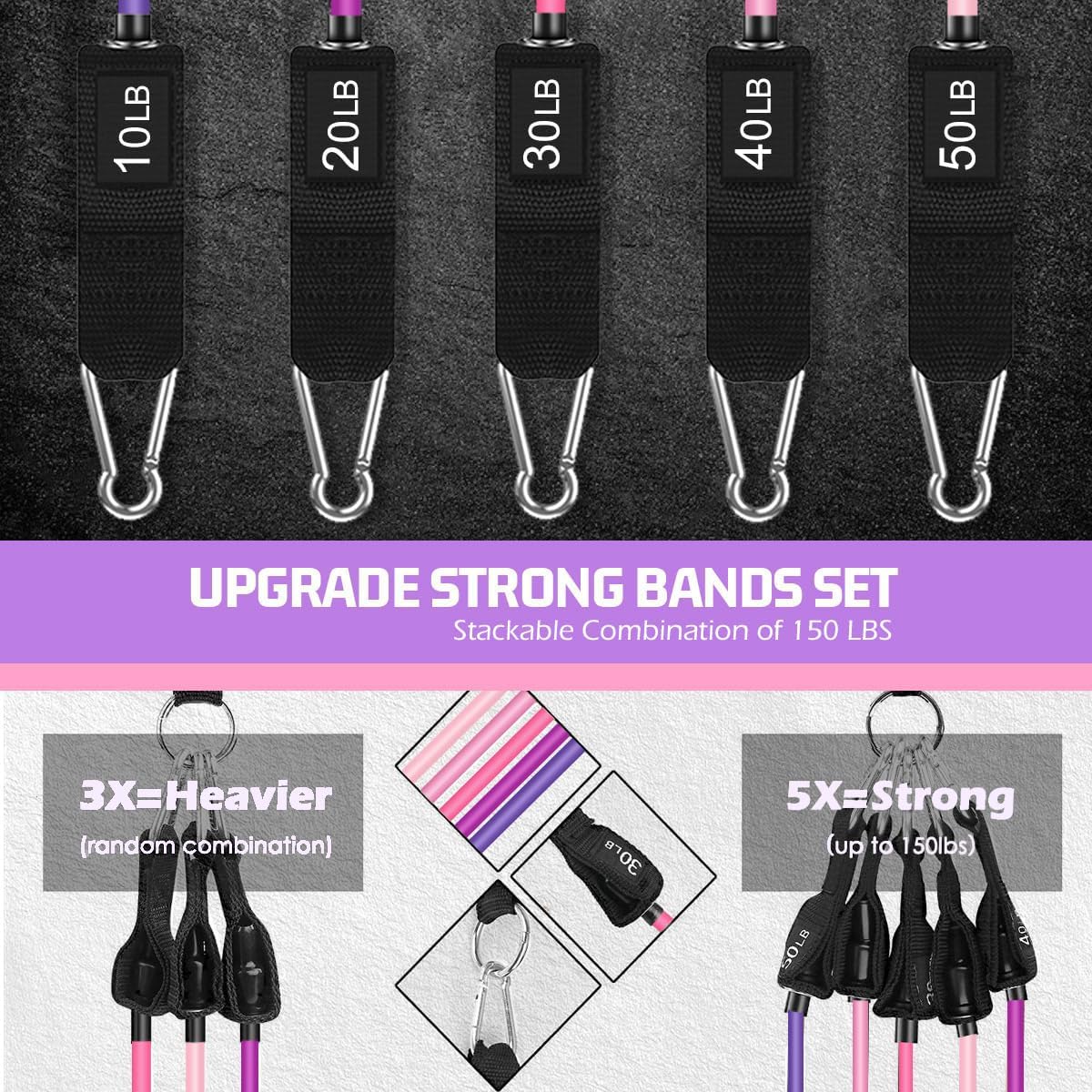 VElCK Resistance Bands Set with Handles for Exercise, Workout and Home Gym | 100% Natural Latex, 10-150LBS, Versatile for Yoga, Pilates, Strength, Home Gym