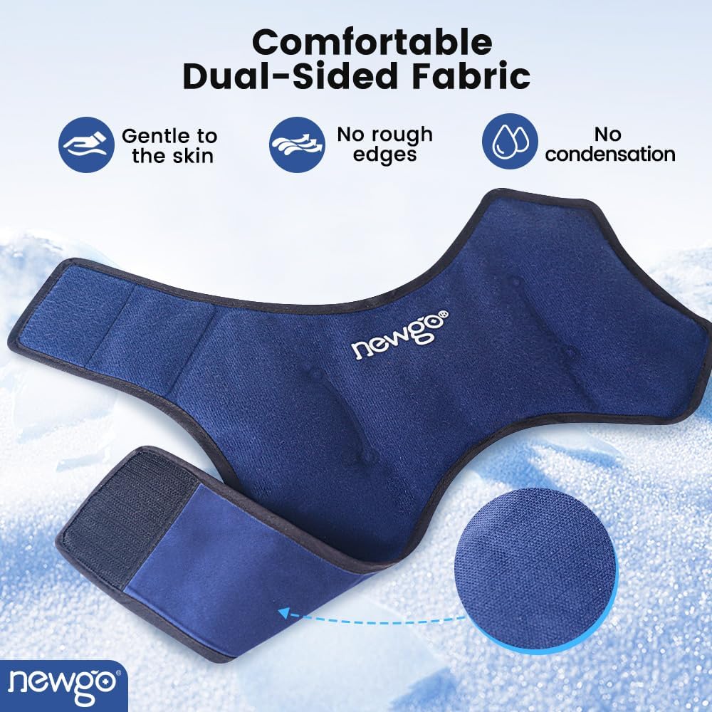 NEWGO Ankle Ice Pack Wrap for Swelling, Plantar Fasciitis, Foot Pain Relief, Reusable Gel Cold Compression Ankle Brace for Injuries, Achilles Tendonitis