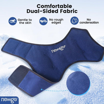 NEWGO Ankle Ice Pack Wrap for Swelling, Plantar Fasciitis, Foot Pain Relief, Reusable Gel Cold Compression Ankle Brace for Injuries, Achilles Tendonitis