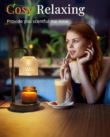 AIFEI Candle Warmer Lamp with Timer, Birthday Gifts for Women Mom, Black | FlameSafety Candle Lamp - Dimmable Adjustable Height with 2 Bulbs, House Warming Gifts New Home, Fits Most Jar Candle