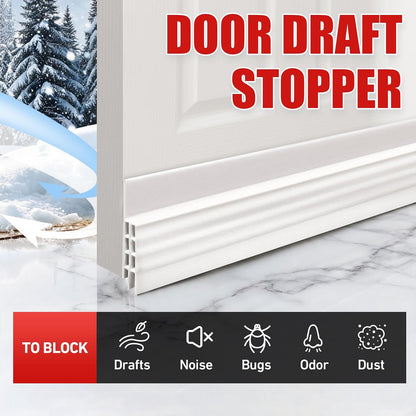 White Door Draft Stopper 78 Inch, Adhesive Under Door Sweep | Weather Stripping Door Bottom Seal, Soundproof Insulation Door Gap Filler for Interior&Exterior Doors Noise Blocker