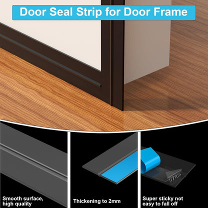 Weather Stripping Door Seal, 20 Ft Shower Door Seal, Clear, 1 in | Flexible door sweep for frames, fits doors, windows, and glass showers, seals gaps up to 0.5", blocks air leaks and dust