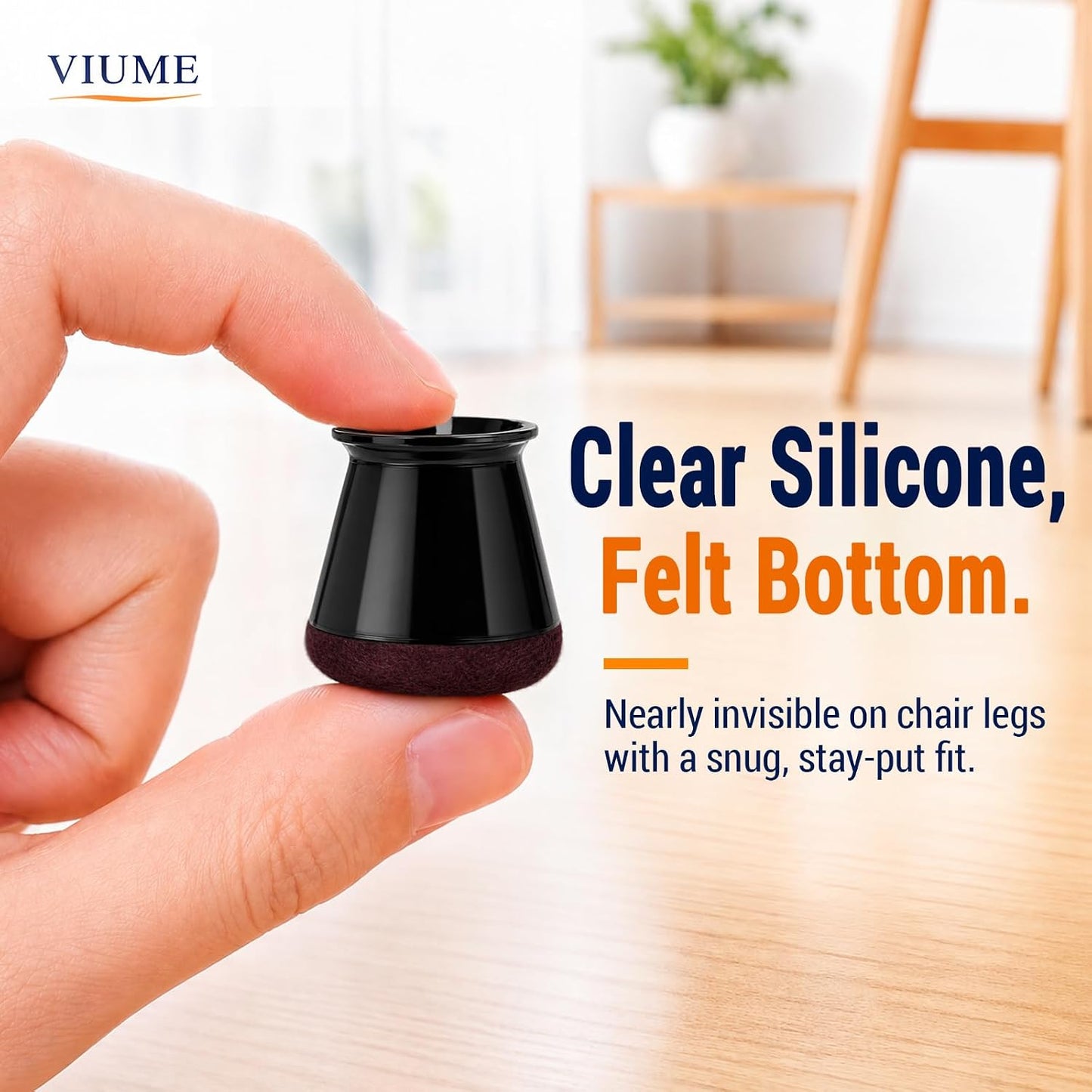 VIUME 24 Pcs Chair Leg Floor Protectors for Hardwood Floors Round | Silicone Covers Felt Pads Furniture Leg Caps Anti-Scratch Reduce Noise Fit (1-5/16" to 2")