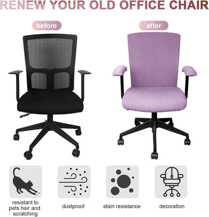 Tallew 4 Pcs Office Chair Covers Set Computer Universal Protective Stretchable Chair Seat Covers Desk Armrest Slipcovers Pads Office Cushion Backrest for Rotating (XL,Silver Gray)