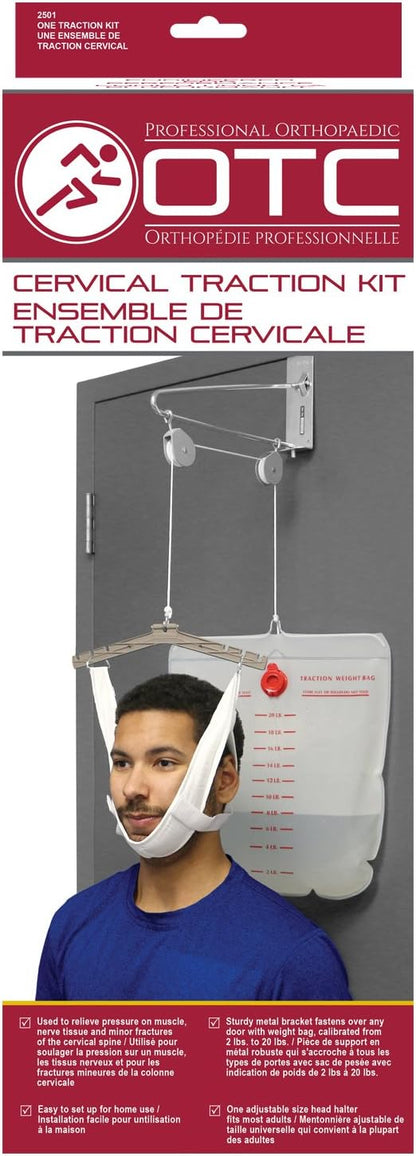 OTC Cervical Traction Kit, Neck Pain Relief, Vertebrae Disk Herniation, Complete Over Door Setup