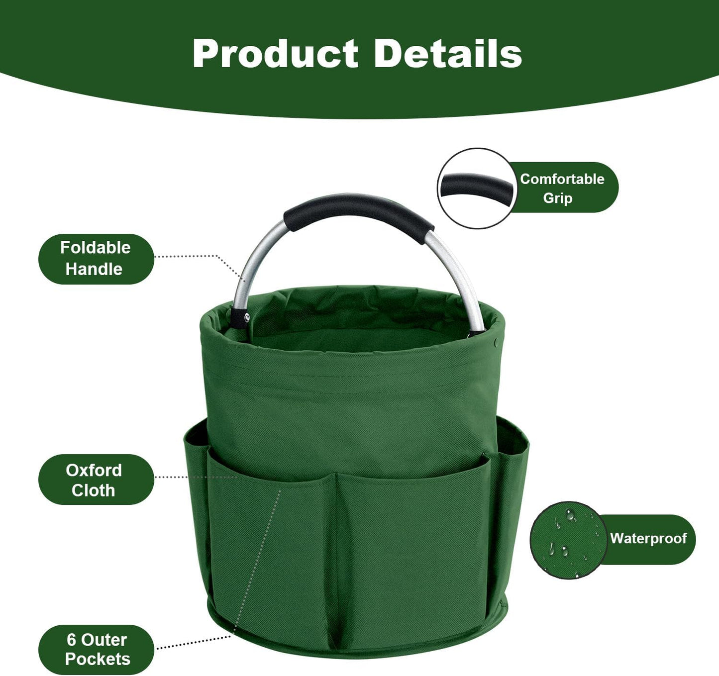 17L Cleaning Caddy with Handle, Cleaning Supplies Organizer, Foldable Storage Basket, Cleaning Supply Caddy, Portable Multi Cleaning Bucket Bag for Home, Garden (Blue)