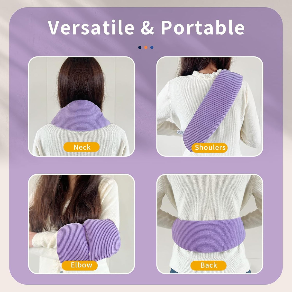 Neck Heating Pad Microwavable with Machine Washable Cover Weighted Microwave Heating Pad Neck Wrap for Shoulder Back Pain Relief, Warm Rice Bag Pack for Cramps Hot Cold Therapy 1.5lbs Lavender Scented