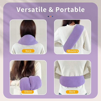 Neck Heating Pad Microwavable with Machine Washable Cover Weighted Microwave Heating Pad Neck Wrap for Shoulder Back Pain Relief, Warm Rice Bag Pack for Cramps Hot Cold Therapy 1.5lbs Lavender Scented