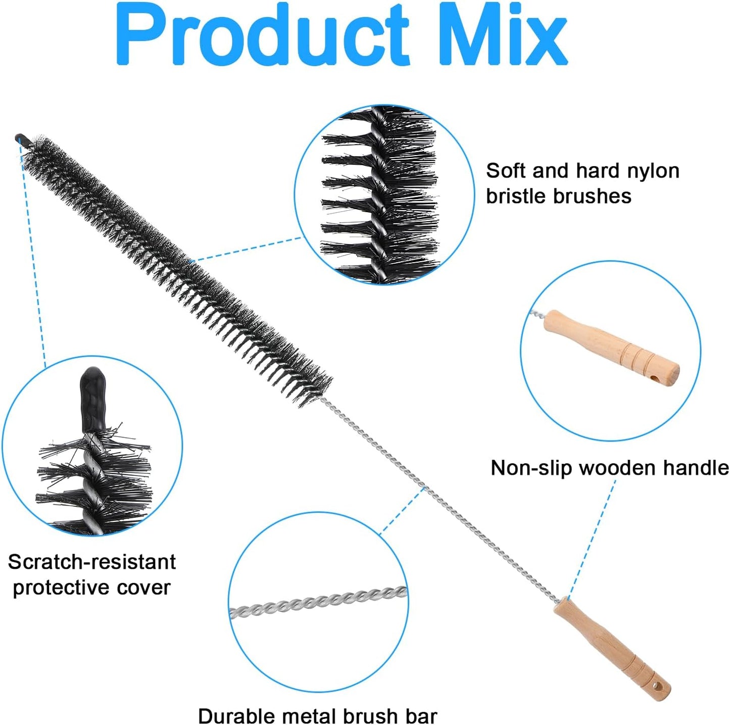 Dryer Lint Cleaner, Dryer Vent Cleaning Brush | Long Flexible with Wood Handle, Lint Brush for Dryer Vent, Quickly Lint Remover (Black, 29.53 inches )