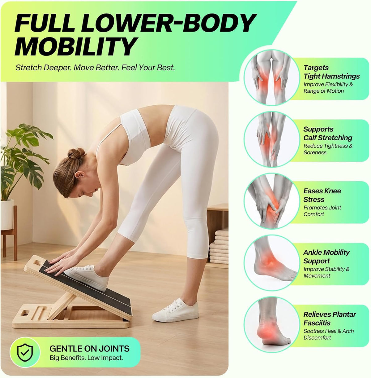 Slant Board, Adjustable Calf Stretch Board for Ankle Mobility
