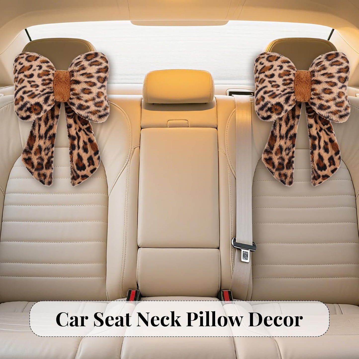 2 Pack Bow Car Headrest Pillows Plush Car Neck Pillows for Travel Driving Office Chair Head Support Cushions, Also Cute Car Decor Accessories (Black)