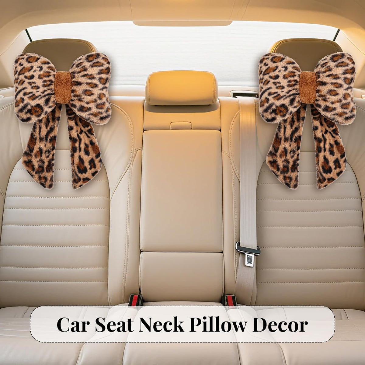 2 Pack Bow Car Headrest Pillows Plush Car Neck Pillows for Travel Driving Office Chair Head Support Cushions, Also Cute Car Decor Accessories (Black)