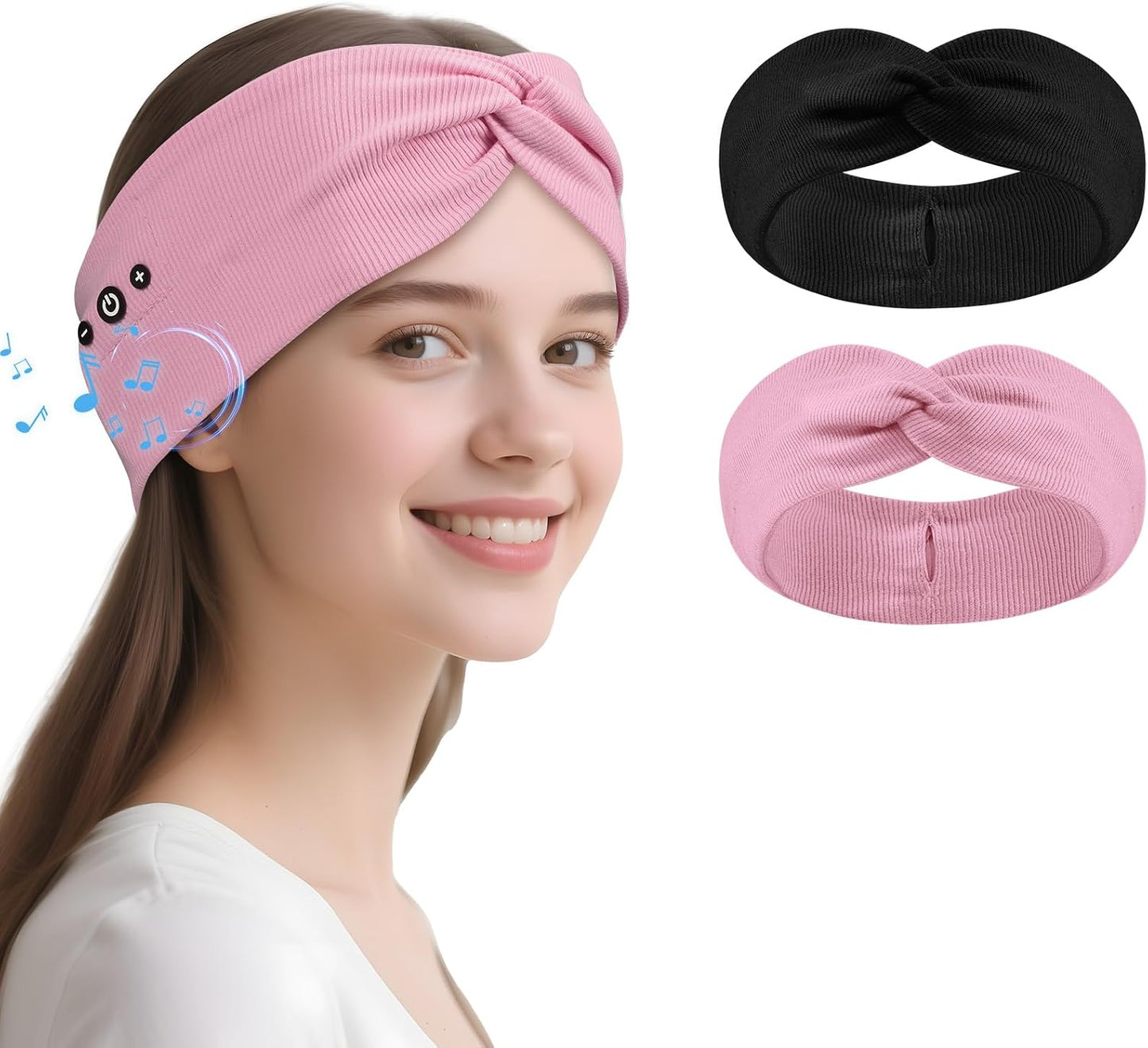 2-Pack Bluetooth Headband for Women, Wirless Headband with HD Stereo Speakers, Fashion Headband Headphones for Workout, Running, Yoga, Travel, Casual Wear, Meditation