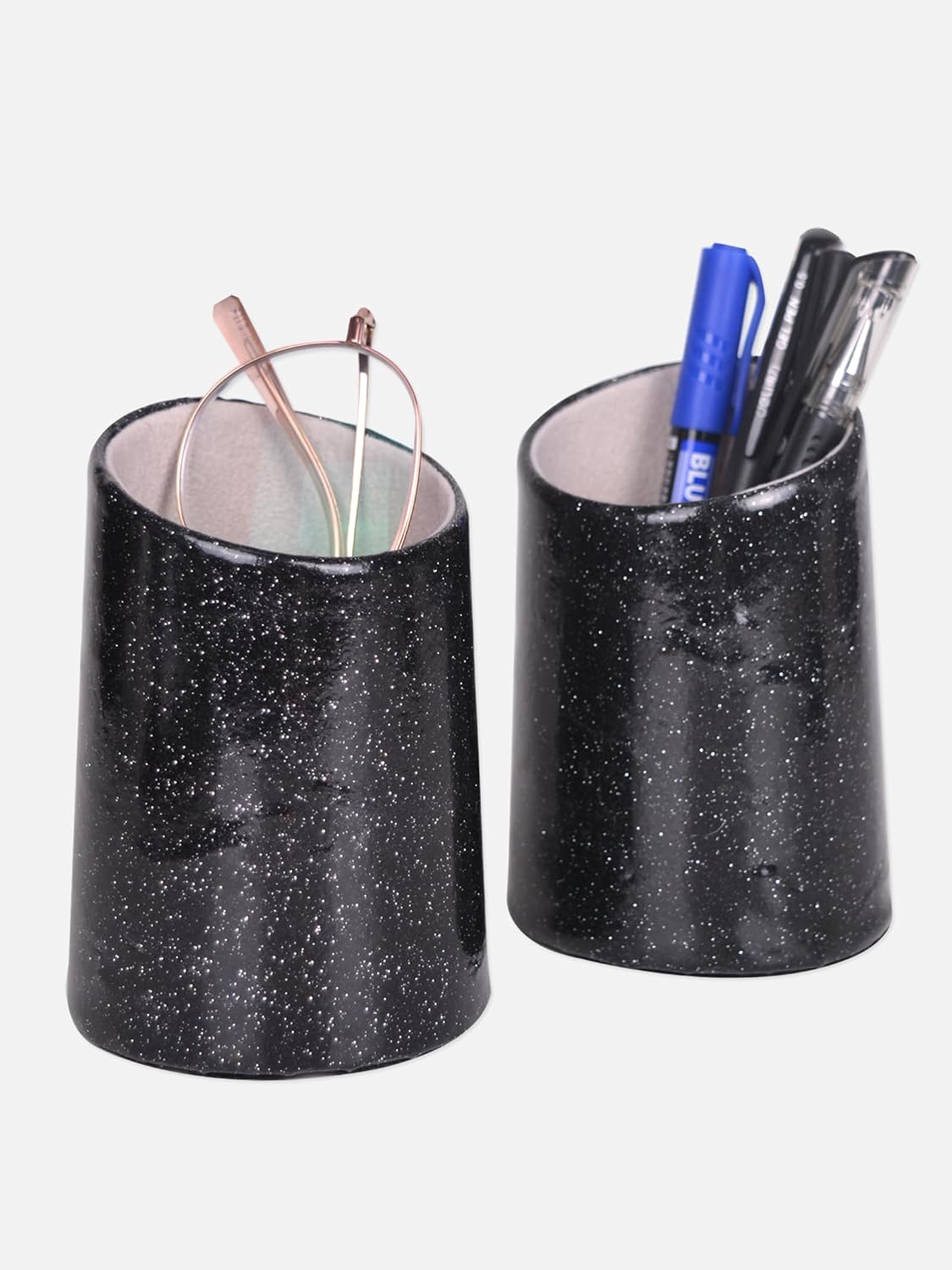 2 Pack Eyeglasses Holder PU Leather Glasses Stand Case Holder for Desks or Nightstands
