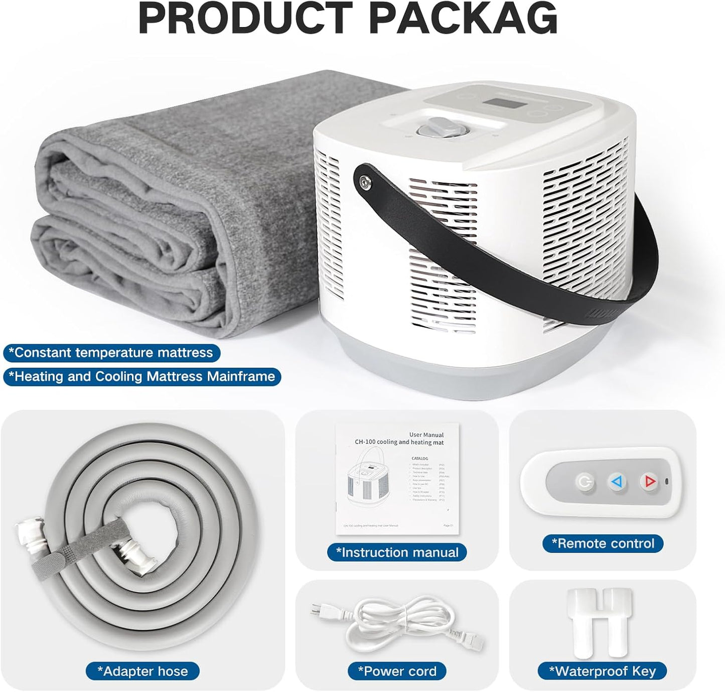 Comfort for Beds,Bed Water Cooling System with Portable Cooling Mattress & Heater(54°F-115°F), Quiet Operation,with Blankets Zone Any Size Bed，for Indoor