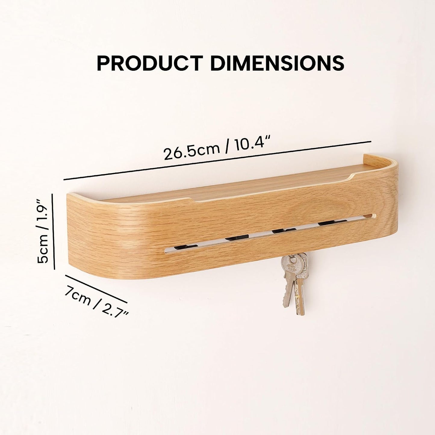 Key Holder Wall Mount with 5 Hidden Hooks Minimalis Key Hanger Rack Wood Modern Hollow Key Hook Mail Organizer Tray Shelf Home Decor for Entryway Furniture