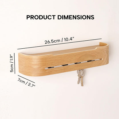 Key Holder Wall Mount with 5 Hidden Hooks Minimalis Key Hanger Rack Wood Modern Hollow Key Hook Mail Organizer Tray Shelf Home Decor for Entryway Furniture