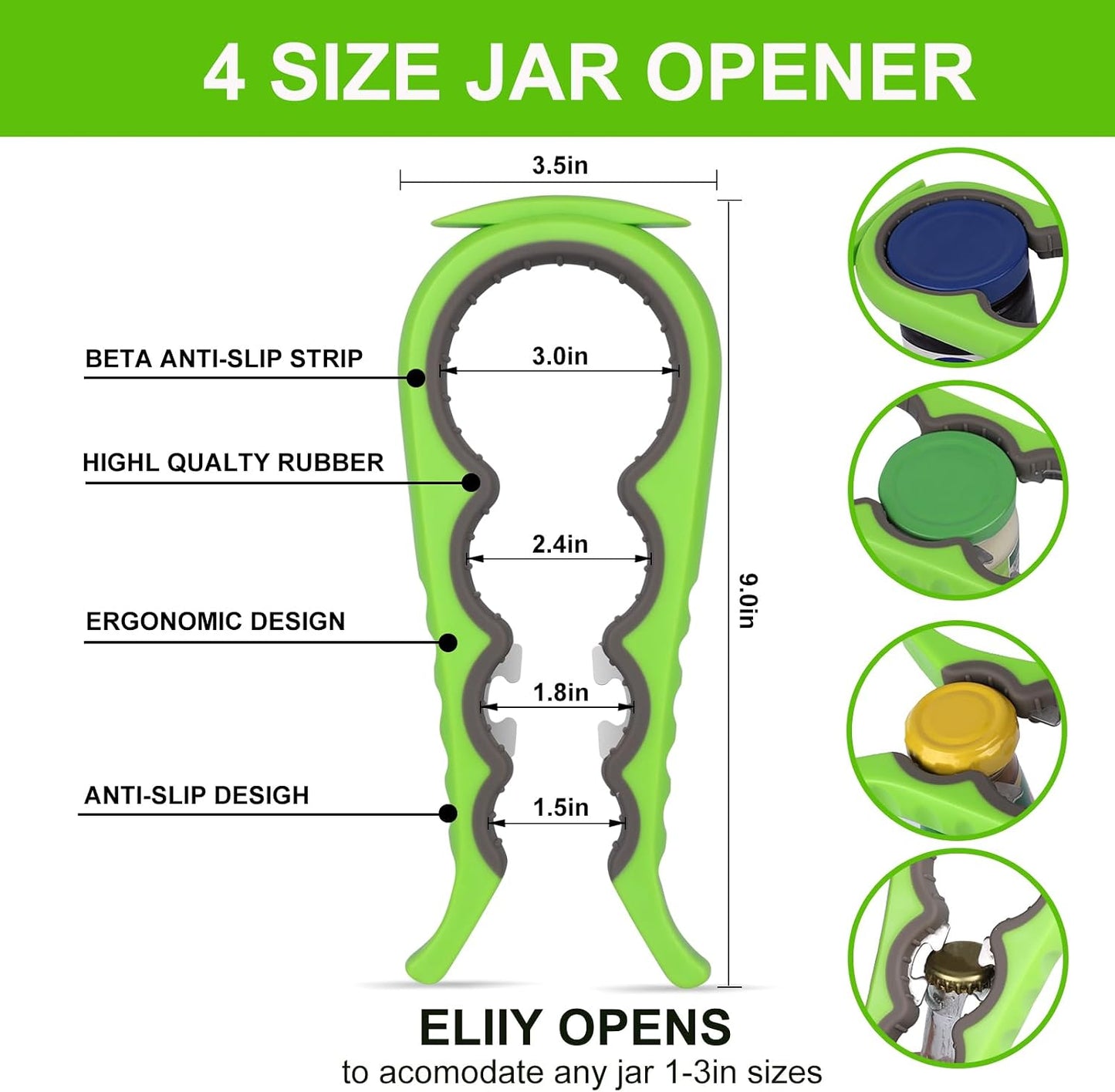 5 in 1 Lids off Jar Opener, Bottle Opener, Ideal For Women, Kids, Seniors - for Multipurpose Kitchen Tool, Easy open. White