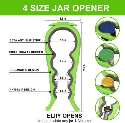 5 in 1 Lids off Jar Opener, Bottle Opener, Ideal For Women, Kids, Seniors - for Multipurpose Kitchen Tool, Easy open. White