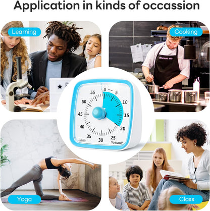 Yunbaoit Visual Timer with Night Light, 60 Minute Countdown, Light Blue | 3 Alarm Modes, Mute Flash, for Kids and Adults, Time Management Tool for Classroom, Home, School, and Work